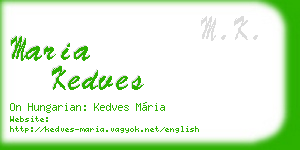 maria kedves business card