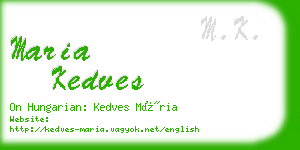 maria kedves business card